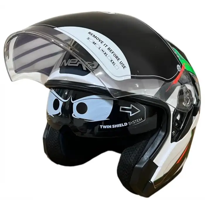 NERO KASK ÇENESİZ 528 MAT SİYAH - YEŞİL C5