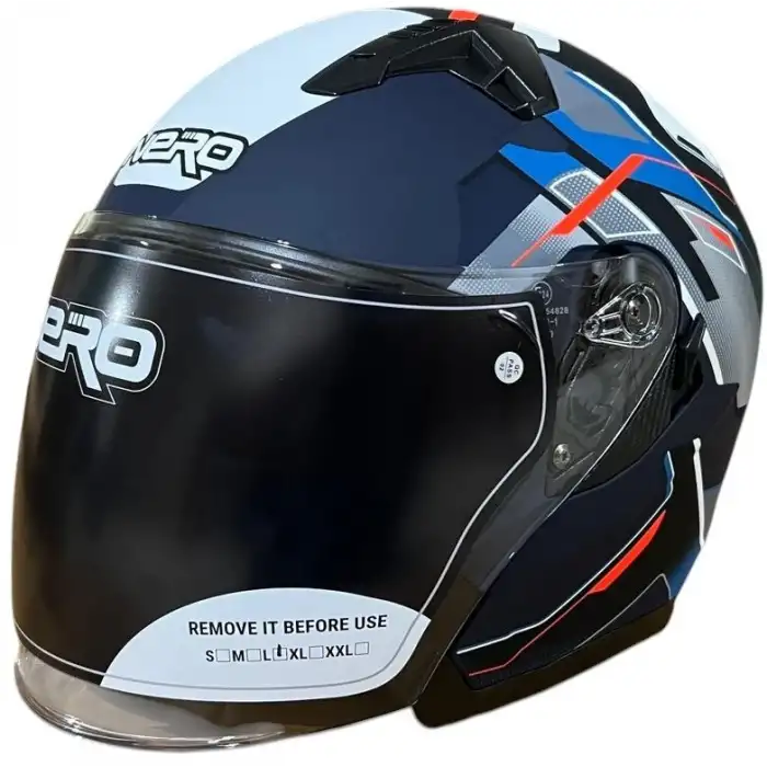 NERO KASK ÇENESİZ 528 MAT SİYAH - MAVİ C5