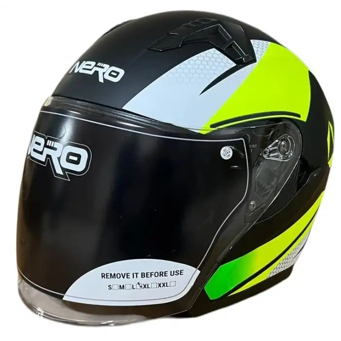 NERO KASK ÇENESİZ 528 MAT SİYAH - NEON SARI D4