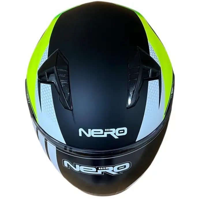 NERO KASK ÇENESİZ 528 MAT SİYAH - NEON SARI D4