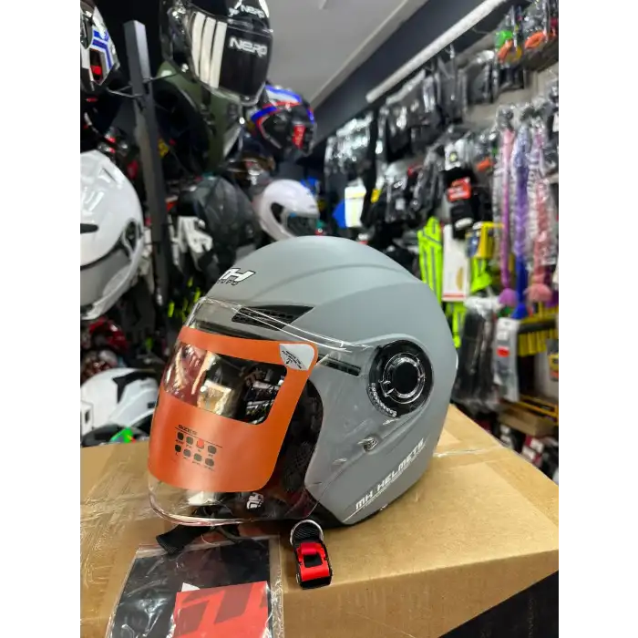 MH ÇENESİZ MAT GRİ KASK GRİ