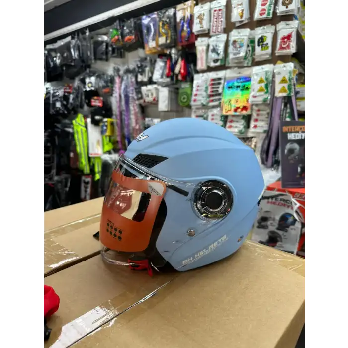 MH ÇENESİZ MAT MAVİ KASK MAT MAVİ