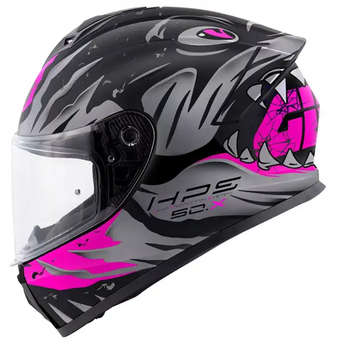 GIVI 50.X SHARKBITE MAT SİYAH-GRİ-PEMBE KASK MAT SİYAH/ PEMBE