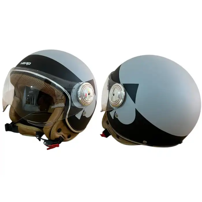 NERO KASK ÇENESİZ MAT SİYAH-GRİ MAÇA TK-06 (XL)