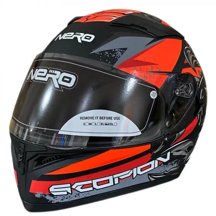NERO KASK ÇENELİ 316 MAT SİYAH - TURUNCU B3 SİYAH - TURUNCU