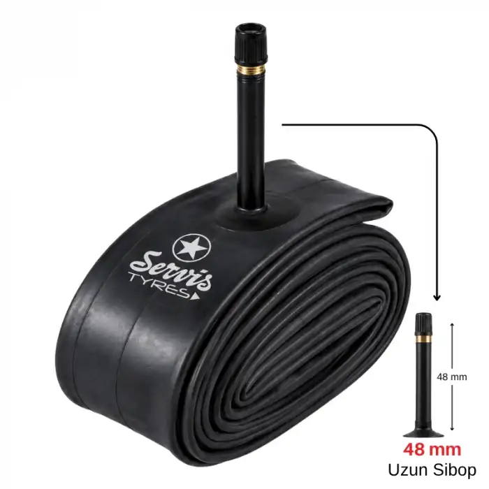 26*1,95 / 2,125 İÇ LASTİK (UZUN SİBOP) SERVİS 48 MM BUTYL