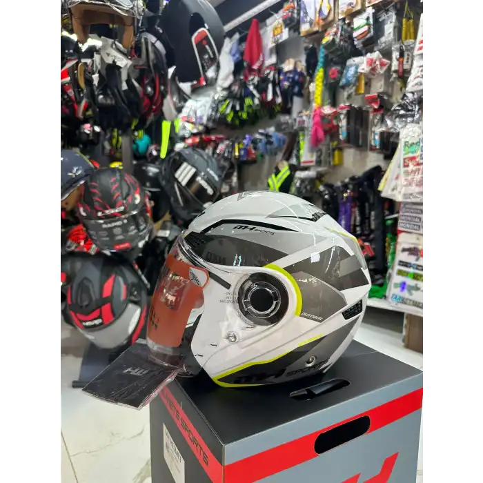 MH ÇENESİZ BEYAZ - GRİ STİCKER KASK BEYAZ/GRİ