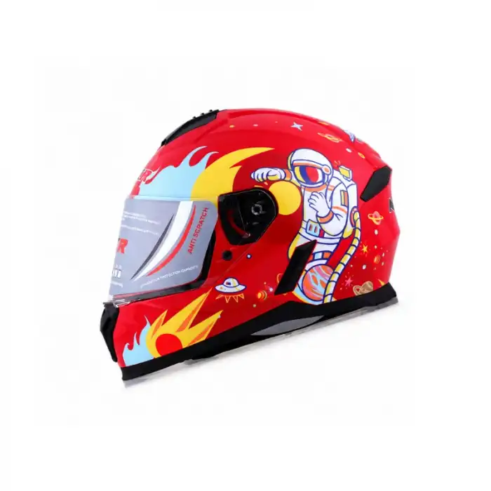 NCR KASK KAPALI 802 ÇOCUK ECE BELGELİ - SPACE 2 KIRMIZI GRAFİK KIRMIZI
