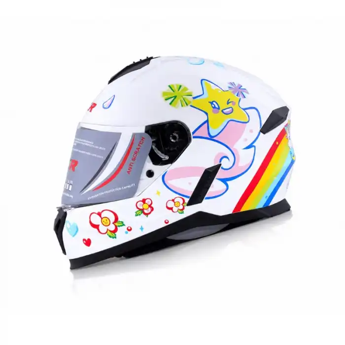 NCR KASK KAPALI 802 ÇOCUK ECE BELGELİ - UNICORN BEYAZ GRAFİK BEYAZ/GRİ