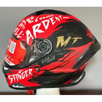 MT STINGER 2  FF - 126 ARDENT B5 MATT KAPALI KASK MAT SİYAH - KIRMIZI