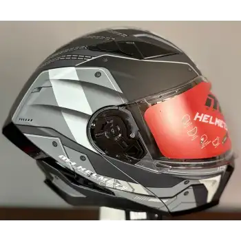 MH ÇENE AÇILIR KASK MAT GRİ BEYAZ MH-928 COOL GRİ