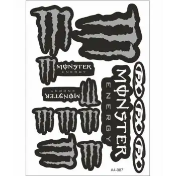 A4 STİCKER TEK PAKET ÇOKLU MONSTER SİYAH