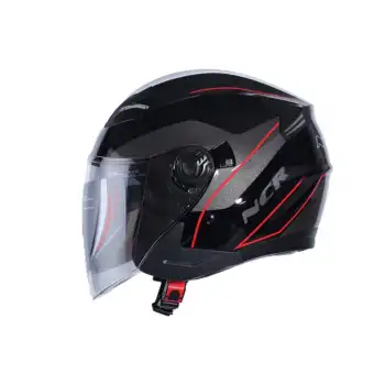 KASK ÇENESİZ VİZÖRLÜ NCR 708 ECE BELGELİ PARLAK SİYAH KIRMIZI GRAFİK
