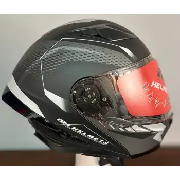 MH ÇENE AÇILIR KASK PARLAK SİYAH BEYAZ MH-928 - XXL