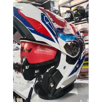 MH ÇENE AÇILIR KASK WHİTE STİCKER  BEYAZ - MAVİ - KIRMIZI