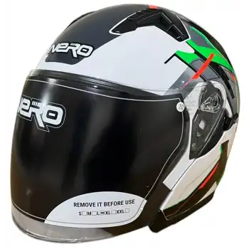 NERO KASK ÇENESİZ 528 MAT SİYAH - YEŞİL C5