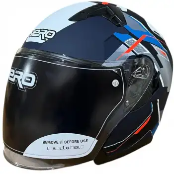 NERO KASK ÇENESİZ 528 MAT SİYAH - MAVİ C5