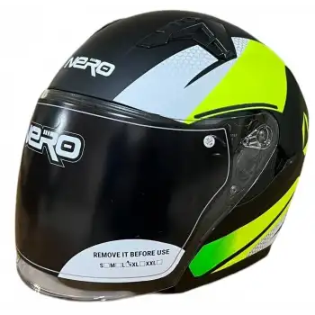 NERO KASK ÇENESİZ 528 MAT SİYAH - NEON SARI D4
