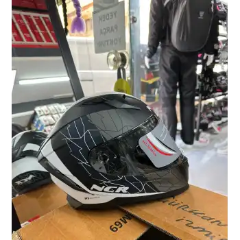 KASK KAPALI VİZÖRLÜ M69 ECE BELGELİ - BEYAZ GRİ FORCE GRAFİK