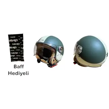 NERO KASK ÇENESİZ MAT YEŞİL - KREM TK-06 (XL)