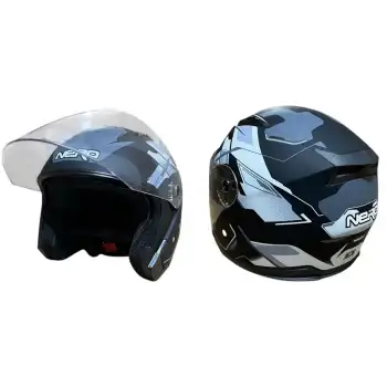 NERO KASK ÇENESİZ 528-1 MAT SİYAH - GRİ E1 (MANUEL VİZÖR) SİYAH / GRİ