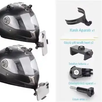 KASK ÇENE YAPIŞTIRICILI TELEFON VE AKSİYON KAMERA TUTUCU FULL SET