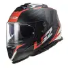 LS2 STORM 2 NERVE KASK MAT SİYAH - KIRMIZI