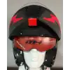 MH ÇENE AÇILIR KASK MAT SİYAH KIRMIZI