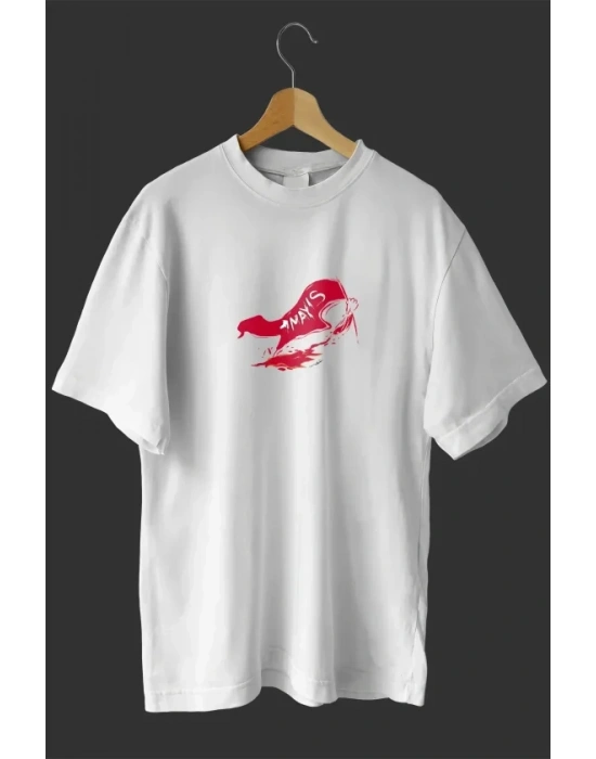 1 Mayıs Emekçiler Günü Baskılı Oversize Bisiklet Yaka T-shirt - Beyaz