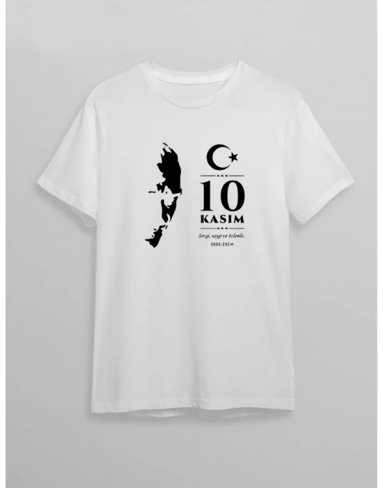 10 Kasım Atatürk Baskılı T-shirt - Beyaz