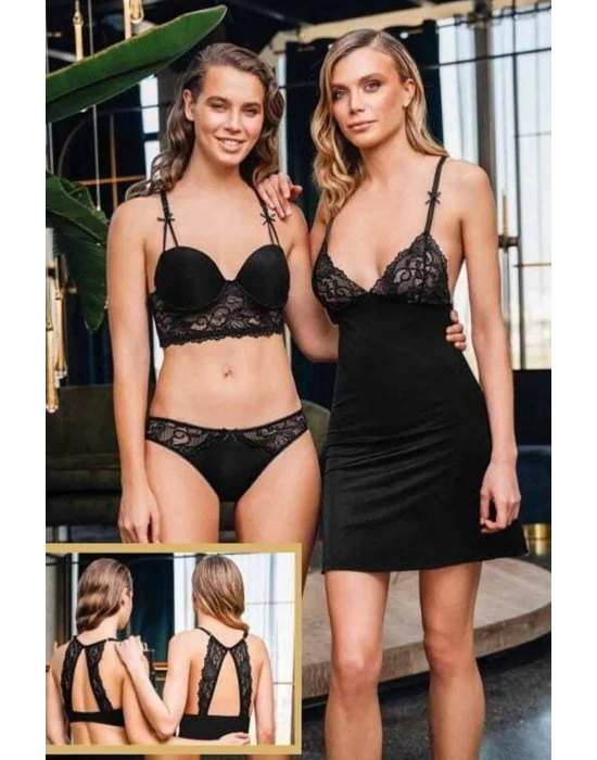 1313 BÜŞRA SÜTYEN KÜLOT KOMBİNEZON TAKIM KADIN