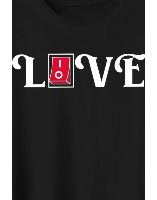 14 Şubat Sevgililer Günü Love Baskılı Oversize Bisiklet Yaka T-shirt - Siyah