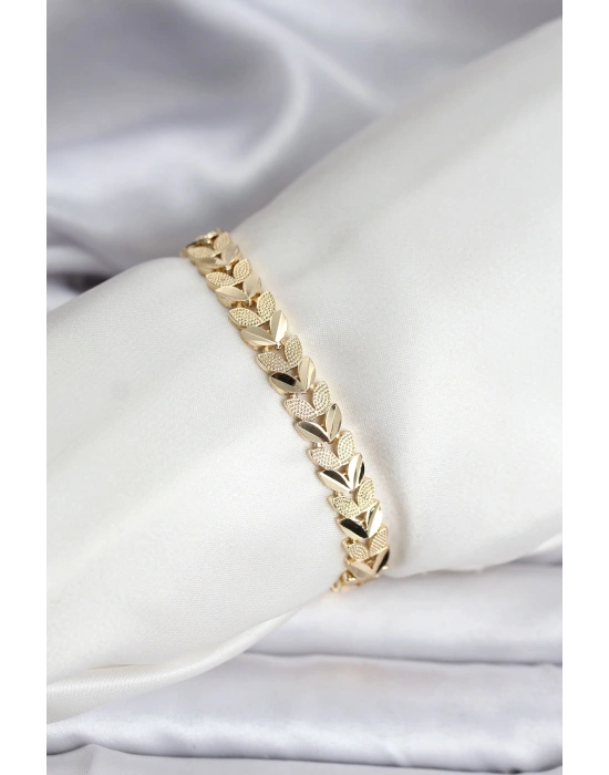 14K Gold Renk Kaplama Başak Model CM Kadın Bileklik
