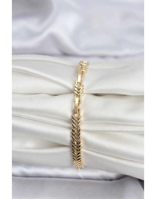 14K Gold Renk Kaplama Başak Model Zirkon Taşlı CM Kadın Bileklik