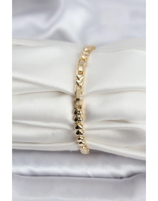14K Gold Renk Kaplama Kalp Model CM Kadın Bileklik