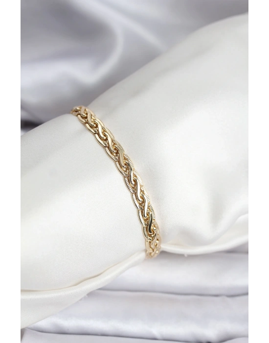 14K Gold Renk Kaplama Lazer Zincir Model CM Kadın Bileklik