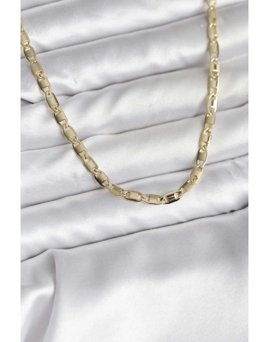 14K Gold Renk Kaplama Plaka Ezme Model Zincirli CM Kadın Kolye