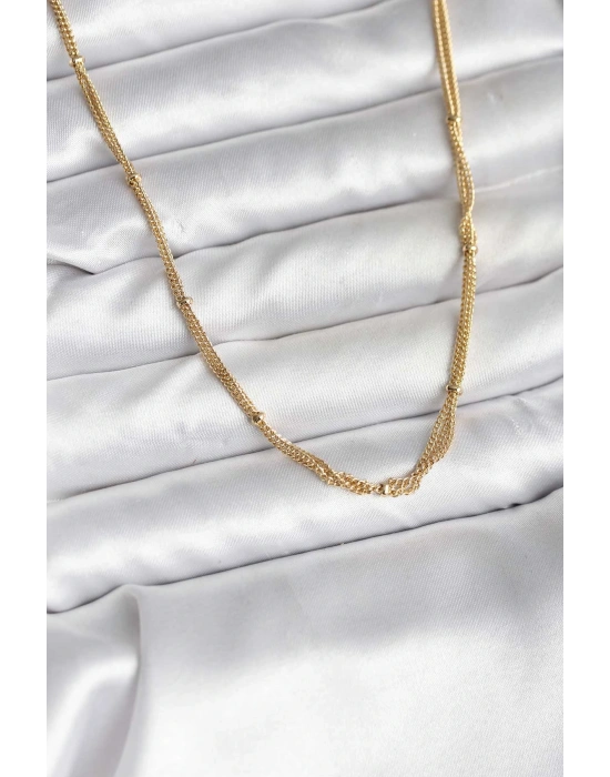 14K Gold Renk Kaplama Topçuk Zincirli Model CM Kadın Kolye