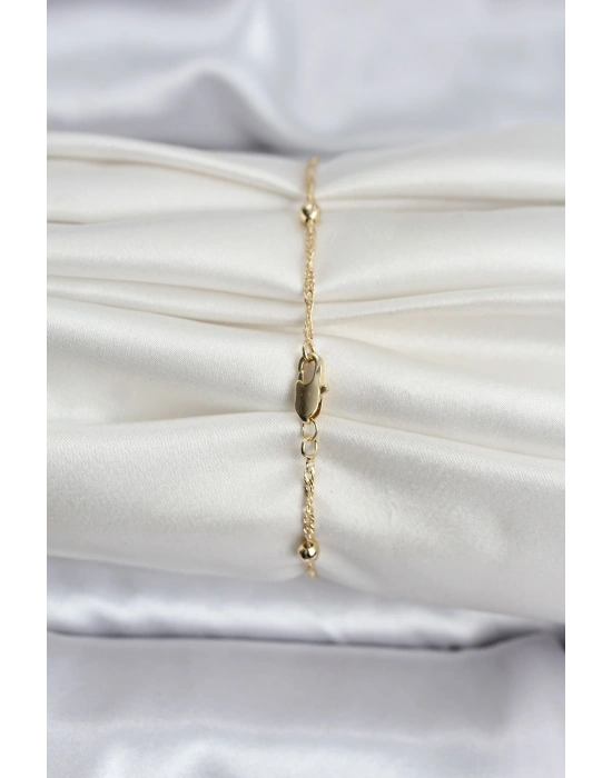 14K Gold Renk Kaplama Topçuklu Model CM Kadın Bileklik