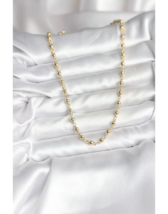 14K Gold Renk Kaplama Topçuklu Zincir Model CM Kadın Kolye