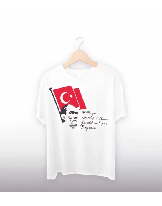 19 Mayıs 20/1 Baskılı T-shirt - Beyaz