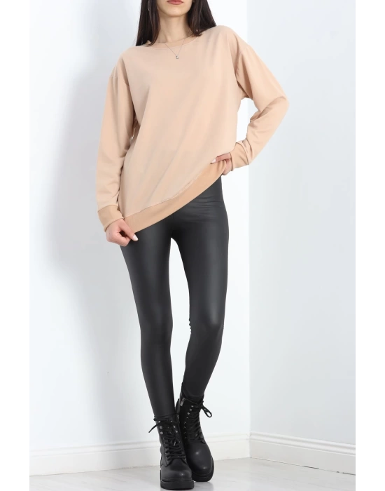 2 İp Bisiklet Yaka Sweat Bej - 20790.1878.