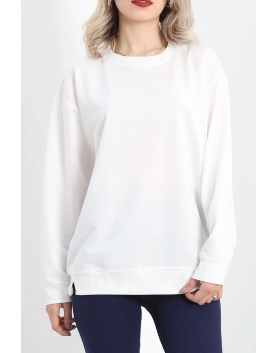 2 İp Bisiklet Yaka Sweat Ekru - 20790.1878.