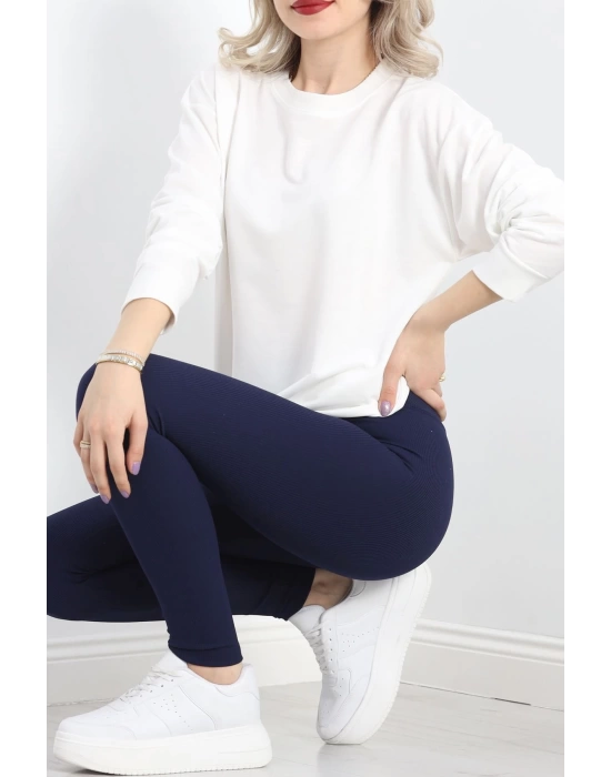 2 İp Bisiklet Yaka Sweat Ekru - 20790.1878.