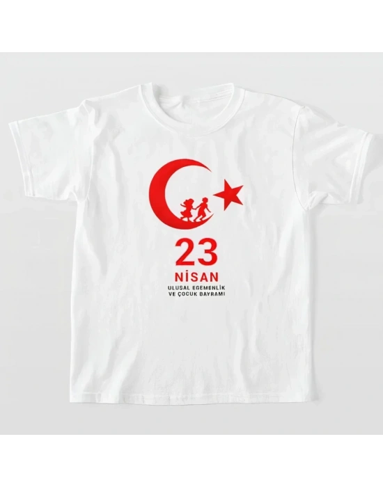 23 Nisan Çocuk Bayramı Baskılı Özel T-shirt - Beyaz
