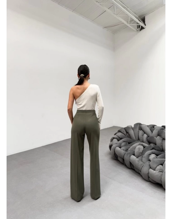 230 Gr Poly Viscose Lycra Metal Düğme Palazzo Pantolon