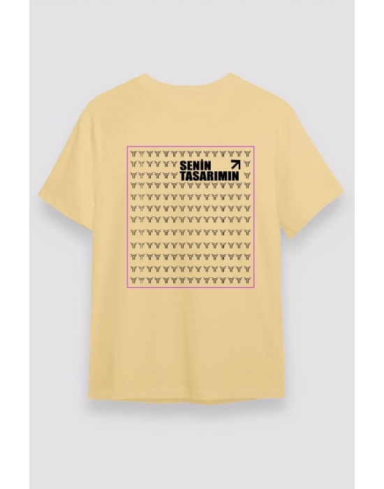 24/1 Düz Arka Sizin Tasarımınız Oversize T-shirt - Bej