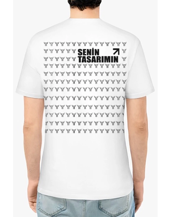 24/1 Düz Arka Sizin Tasarımınız Oversize T-shirt - Beyaz