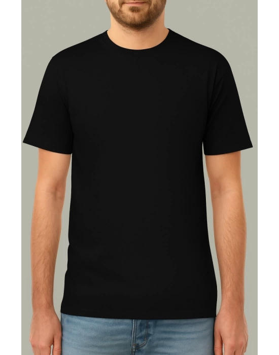 24/1 Düz Arka Sizin Tasarımınız Oversize T-shirt - Siyah