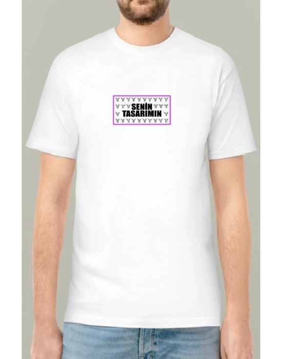 24/1 Düz Ön Arka Sizin Tasarımınız Oversize T-shirt - Beyaz